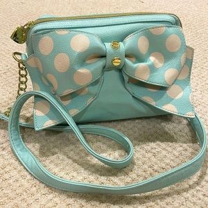Betsey Johnson mint bag with polka dot bow
